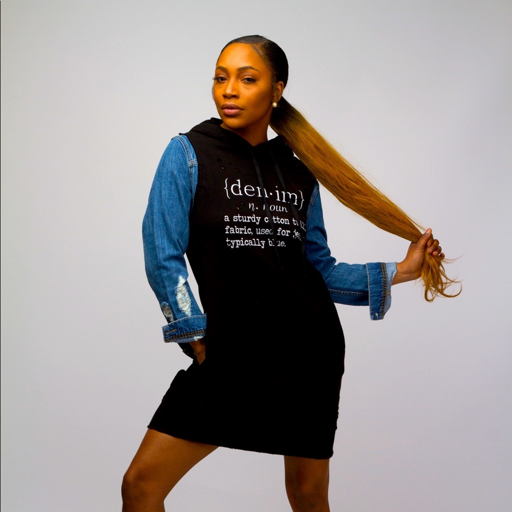Denim hooded dress size small